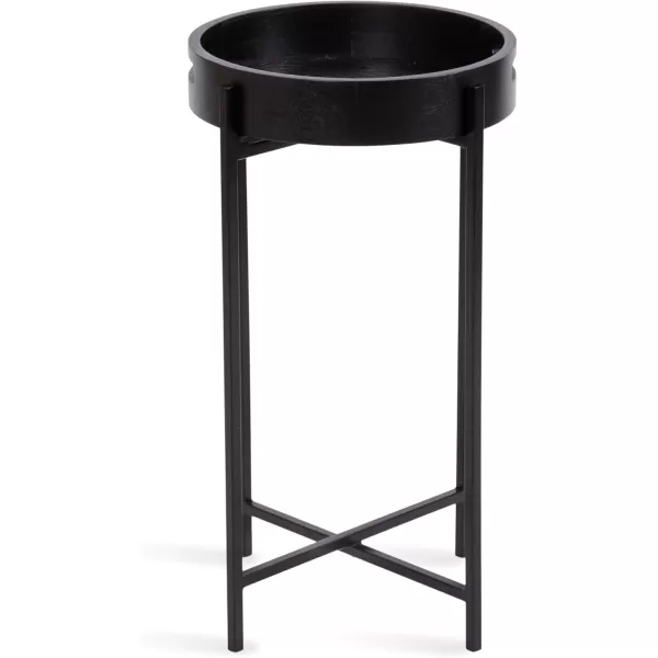 imageKate and Laurel Smita Transitional Round Accent Tray Magnetic Removable Top for a TV Table for Eating 14x14x24 Black