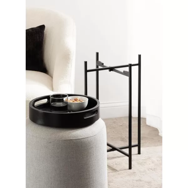 imageKate and Laurel Smita Transitional Round Accent Tray Magnetic Removable Top for a TV Table for Eating 14x14x24 Black