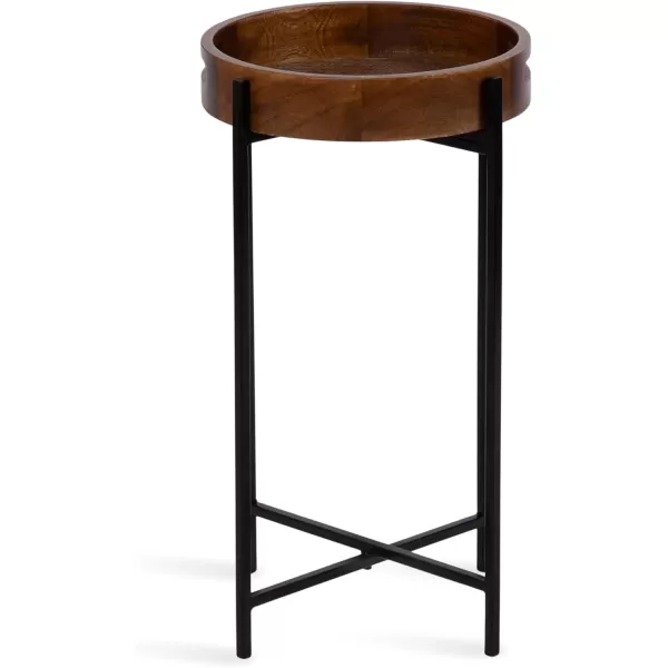 imageKate and Laurel Smita Transitional Round Accent Tray Magnetic Removable Top for a TV Table for Eating 14x14x24 Walnut BrownBlack