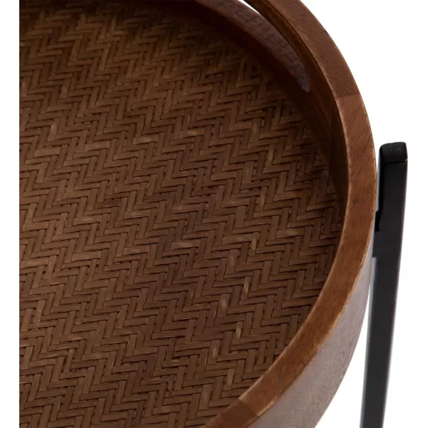imageKate and Laurel Smita Transitional Round Accent Tray Magnetic Removable Top for a TV Table for Eating 14x14x24 Walnut BrownBlack