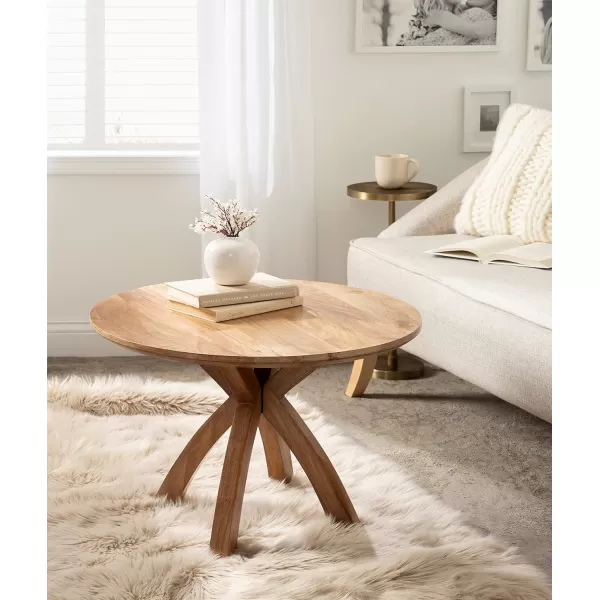 imageKate and Laurel Soleyn Coffee Casual Wooden Table with Curved Legs 27 x 27 x 19 Natural Brown