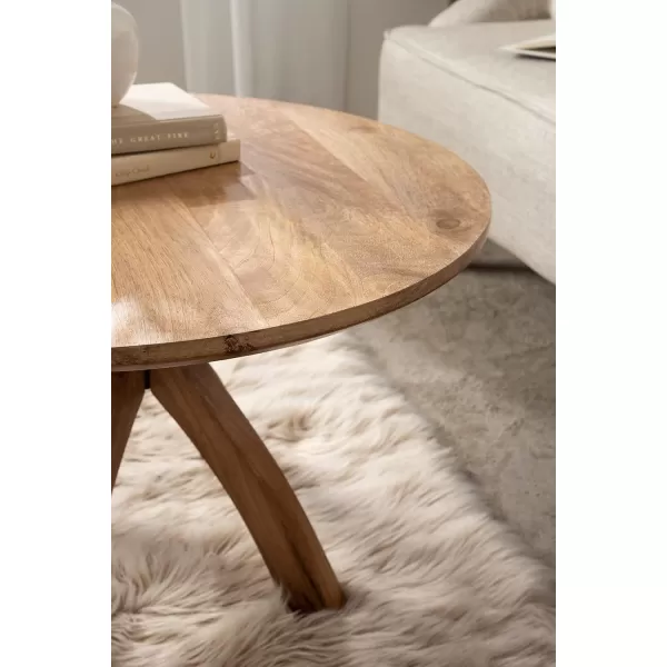 imageKate and Laurel Soleyn Coffee Casual Wooden Table with Curved Legs 27 x 27 x 19 Natural Brown