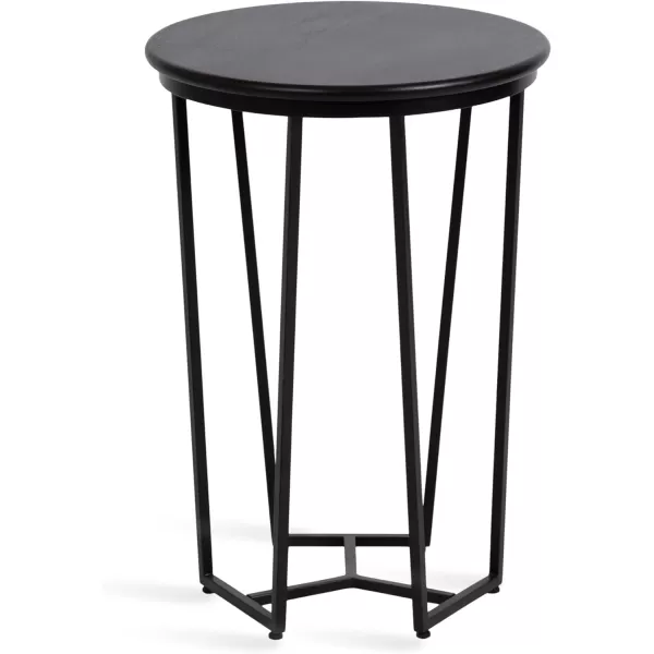 imageKate and Laurel Solvay Modern Glam Round Side Table with Premium Natural Tabletop and Metal Base 16x16x24 Walnut BrownGoldBlack