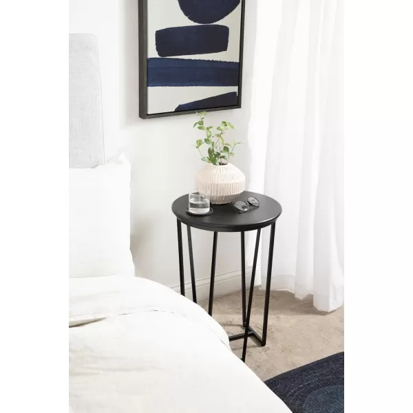 imageKate and Laurel Solvay Modern Glam Round Side Table with Premium Natural Tabletop and Metal Base 16x16x24 Walnut BrownGoldBlack