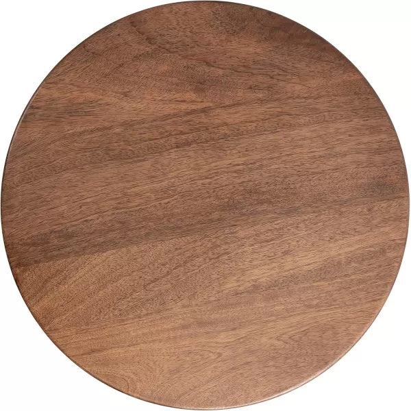 imageKate and Laurel Solvay Modern Glam Round Side Table with Premium Natural Tabletop and Metal Base 16x16x24 Walnut BrownGoldWalnut BrownGold