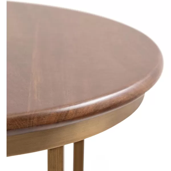 imageKate and Laurel Solvay Modern Glam Round Side Table with Premium Natural Tabletop and Metal Base 16x16x24 Walnut BrownGoldWalnut BrownGold