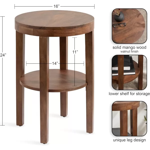imageKate and Laurel Talcott Modern Transitional TwoTier Round Side Use as Living Room Accent Table or Bedroom Nightstand 16x16x24 Walnut Brown