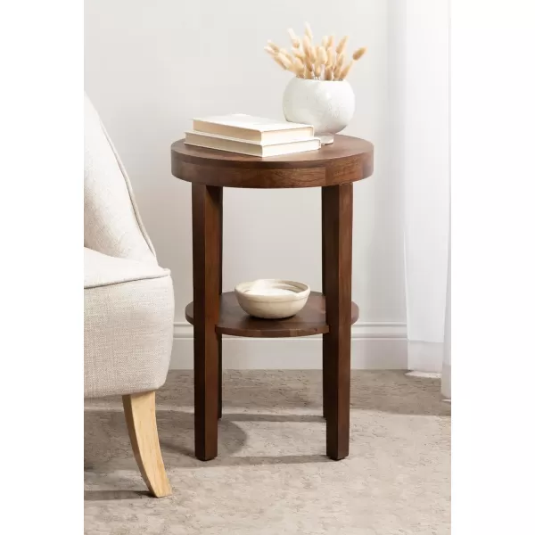 imageKate and Laurel Talcott Modern Transitional TwoTier Round Side Use as Living Room Accent Table or Bedroom Nightstand 16x16x24 Walnut Brown
