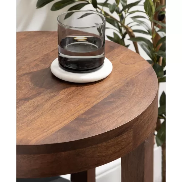 imageKate and Laurel Talcott Modern Transitional TwoTier Round Side Use as Living Room Accent Table or Bedroom Nightstand 16x16x24 Walnut Brown