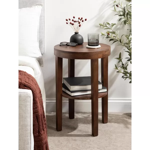 imageKate and Laurel Talcott Modern Transitional TwoTier Round Side Use as Living Room Accent Table or Bedroom Nightstand 16x16x24 Walnut Brown