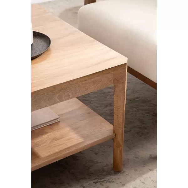 imageKate and Laurel Talcott Transitional Tiered Square Coffee Table for Living Room Decor 26x26x18 NaturalNatural