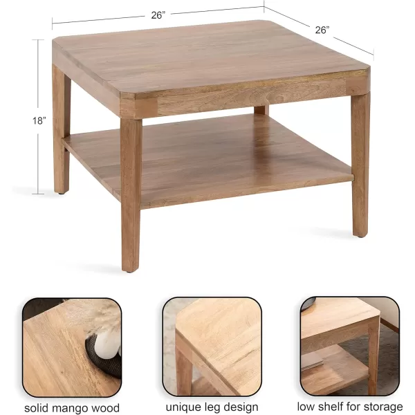 imageKate and Laurel Talcott Transitional Tiered Square Coffee Table for Living Room Decor 26x26x18 NaturalNatural