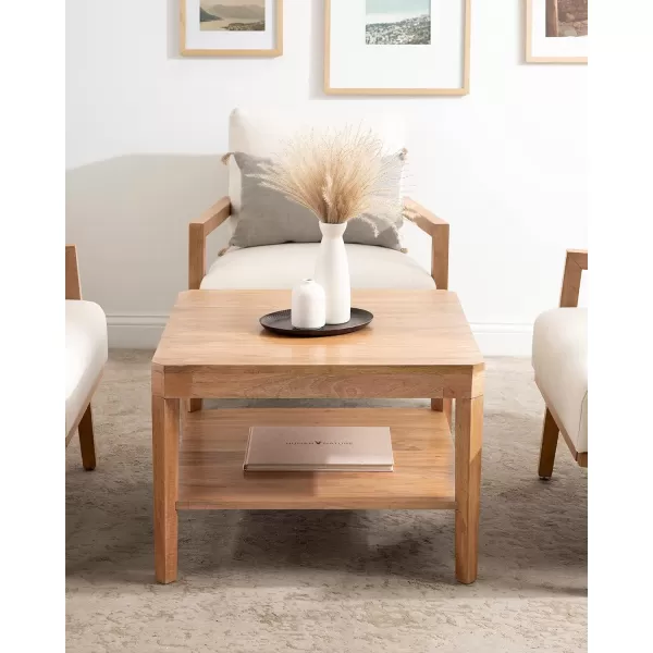 imageKate and Laurel Talcott Transitional Tiered Square Coffee Table for Living Room Decor 26x26x18 NaturalNatural