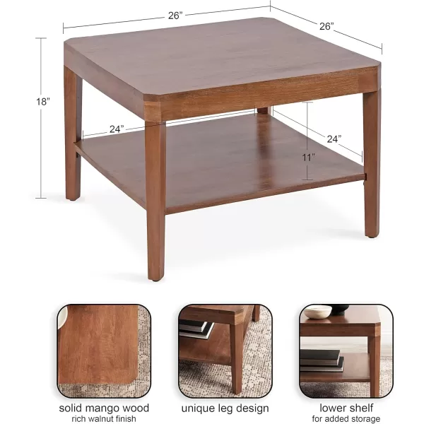 imageKate and Laurel Talcott Transitional Tiered Square Coffee Table for Living Room Decor 26x26x18 NaturalWalnut Brown