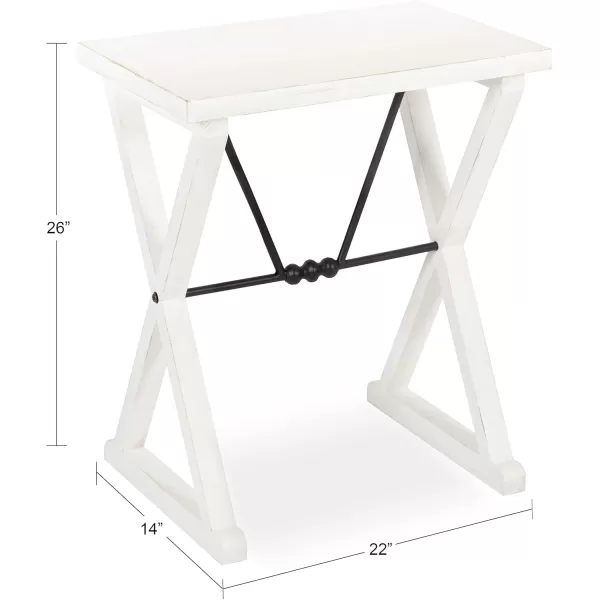 imageKate and Laurel Travere Rustic Side Table 22 x 14 x 26 White Farmhouse End Table for Display and StorageWhite