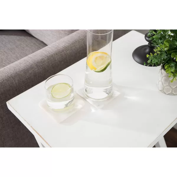 imageKate and Laurel Travere Rustic Side Table 22 x 14 x 26 White Farmhouse End Table for Display and StorageWhite