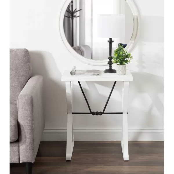 imageKate and Laurel Travere Rustic Side Table 22 x 14 x 26 White Farmhouse End Table for Display and StorageWhite