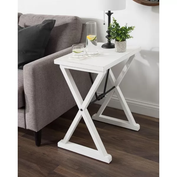 imageKate and Laurel Travere Rustic Side Table 22 x 14 x 26 White Farmhouse End Table for Display and StorageWhite