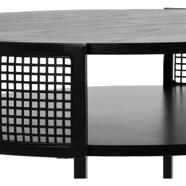 imageKate and Laurel Urso Modern Round Coffee Transitional TwoTier Circle Living Room Table with Storage and Metal Mesh Construction 26 x 25 x 18 Black