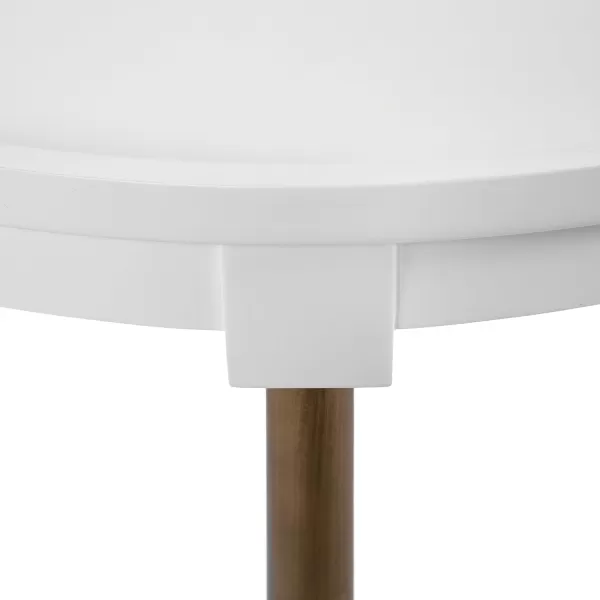 imageKate and Laurel Valdi Modern Round Coffee Table 26 x 26 x 19 White and Antique Gold Glam Circle Living Room Table with Geometric Metal Base and Raised Edge TabletopWhite