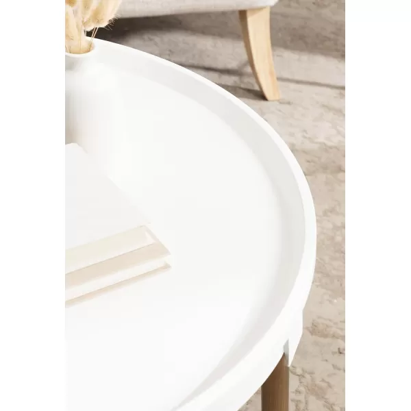 imageKate and Laurel Valdi Modern Round Coffee Table 26 x 26 x 19 White and Antique Gold Glam Circle Living Room Table with Geometric Metal Base and Raised Edge TabletopWhite