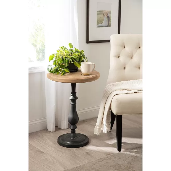 imageKate and Laurel Wixley Rustic Farmhouse Round Pedestal Side Table with Wood and Metal Construction for Mixed Materials Design 18x18x25 BrownGray