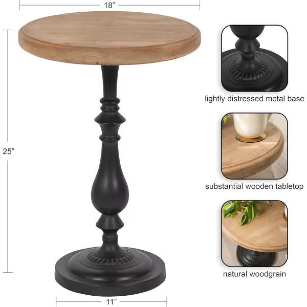 imageKate and Laurel Wixley Rustic Farmhouse Round Pedestal Side Table with Wood and Metal Construction for Mixed Materials Design 18x18x25 BrownGray