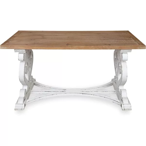 imageKate and Laurel Wyldwood Rustic Carved Coffee Table 38quot x 23quot x 18quot Distressed Brown and White FarmhouseInspired Living Room Decor