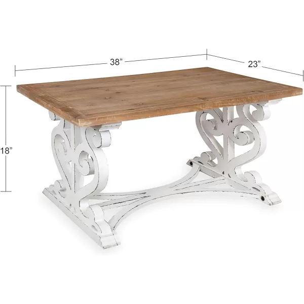 imageKate and Laurel Wyldwood Rustic Carved Coffee Table 38quot x 23quot x 18quot Distressed Brown and White FarmhouseInspired Living Room Decor