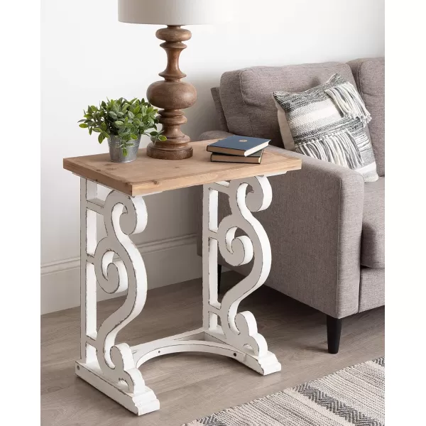 imageKate and Laurel Wyldwood Rustic French Solid Wood Side Table 24quot x 14quot x 1275quot White and Rustic Brown Chic Farmhouse Inspiration Natural Wood TopRustic BrownWhite