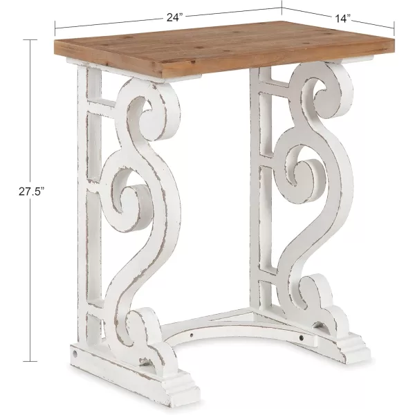 imageKate and Laurel Wyldwood Rustic French Solid Wood Side Table 24quot x 14quot x 1275quot White and Rustic Brown Chic Farmhouse Inspiration Natural Wood TopRustic BrownWhite