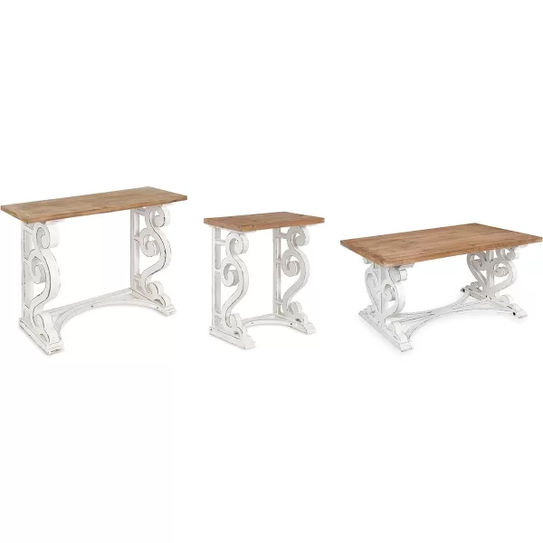 imageKate and Laurel Wyldwood Rustic French Solid Wood Side Table 24quot x 14quot x 1275quot White and Rustic Brown Chic Farmhouse Inspiration Natural Wood TopRustic BrownWhite