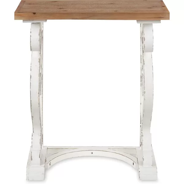 imageKate and Laurel Wyldwood Rustic French Solid Wood Side Table 24quot x 14quot x 1275quot White and Rustic Brown Chic Farmhouse Inspiration Natural Wood TopRustic BrownWhite