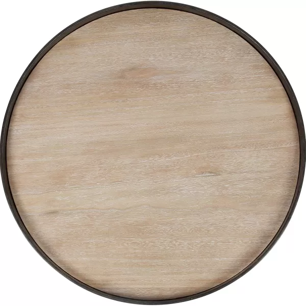 imageKate and Laurel Zabel Modern Farmhouse Round Coffee Table with Black WroughtIron Criss Cross Base and White Oak Finished Wooden InsertNatural