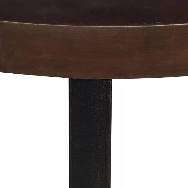 imageKate and Laurel Zabel Modern Round Metal End Table with Criss Cross Base Bronze and BlackBronze