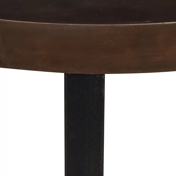imageKate and Laurel Zabel Modern Round Metal End Table with Criss Cross Base Bronze and BlackBronze