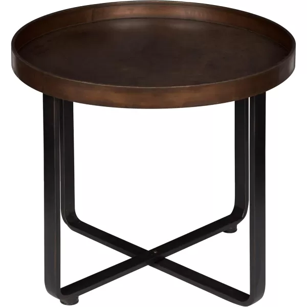 imageKate and Laurel Zabel Modern Round Metal End Table with Criss Cross Base Bronze and BlackBronze