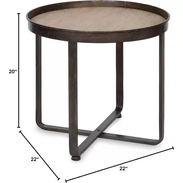imageKate and Laurel Zabel Modern Round Metal End Table with Criss Cross Base Bronze and BlackBronze