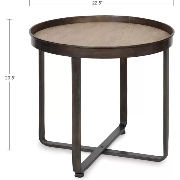 imageKate and Laurel Zabel Modern Round Metal End Table with Criss Cross Base Bronze and BlackNatural