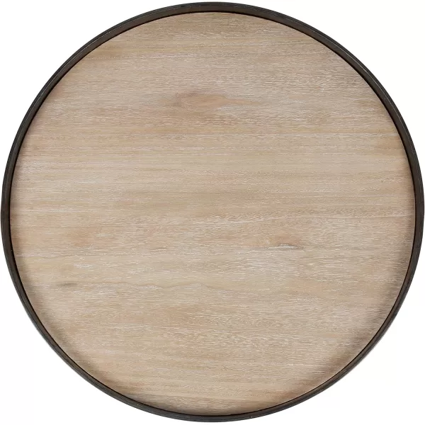imageKate and Laurel Zabel Modern Round Metal End Table with Criss Cross Base Bronze and BlackNatural