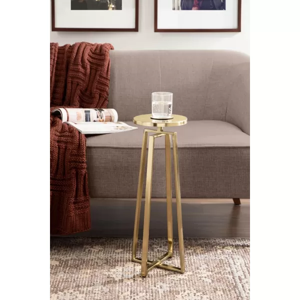 imageKate and Laurel Zia Modern Decorative Metal Drink Use as Plant Stand or Round Pedestal Table 9x9x23 GraySilverGold
