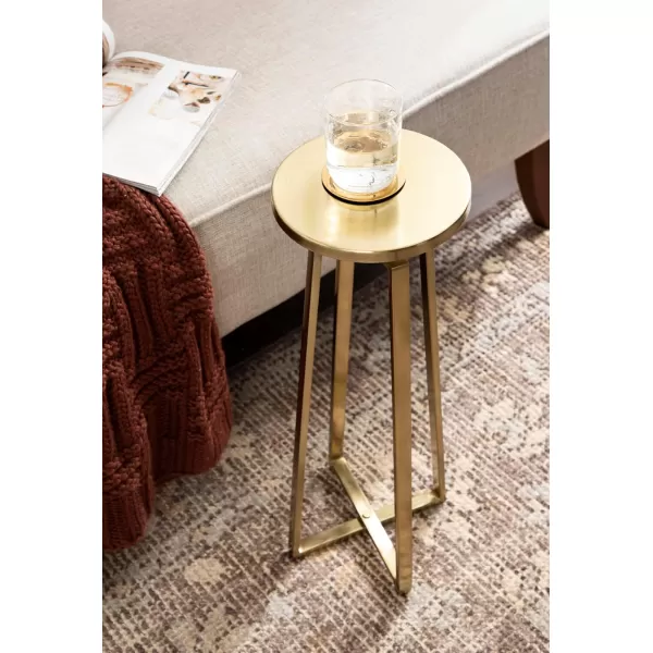 imageKate and Laurel Zia Modern Decorative Metal Drink Use as Plant Stand or Round Pedestal Table 9x9x23 GraySilverGold