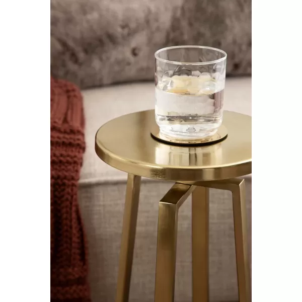 imageKate and Laurel Zia Modern Decorative Metal Drink Use as Plant Stand or Round Pedestal Table 9x9x23 GraySilverGold
