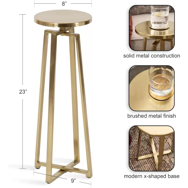 imageKate and Laurel Zia Modern Decorative Metal Drink Use as Plant Stand or Round Pedestal Table 9x9x23 GraySilverGold