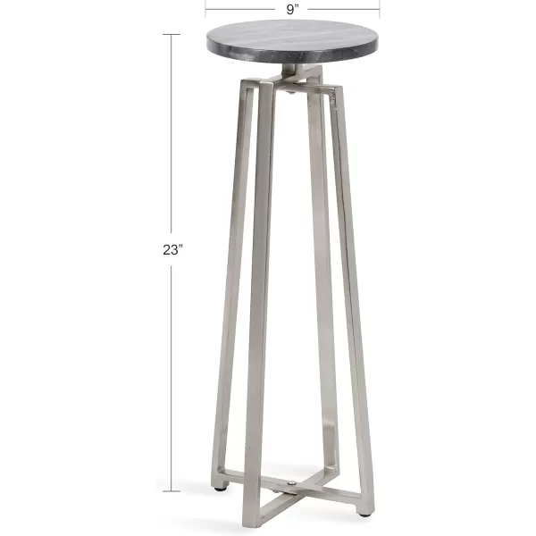 imageKate and Laurel Zia Modern Decorative Metal Drink Use as Plant Stand or Round Pedestal Table 9x9x23 GraySilverGraySilver