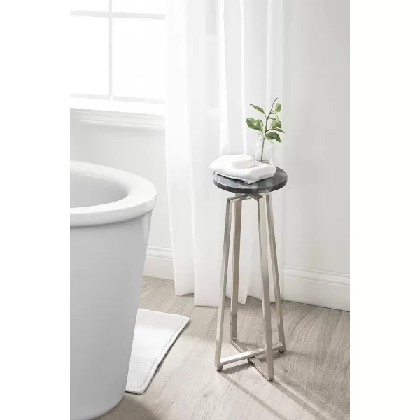 imageKate and Laurel Zia Modern Decorative Metal Drink Use as Plant Stand or Round Pedestal Table 9x9x23 GraySilverGraySilver