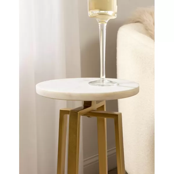 imageKate and Laurel Zia Modern Decorative Metal Drink Use as Plant Stand or Round Pedestal Table 9x9x23 GraySilverMarbleGold