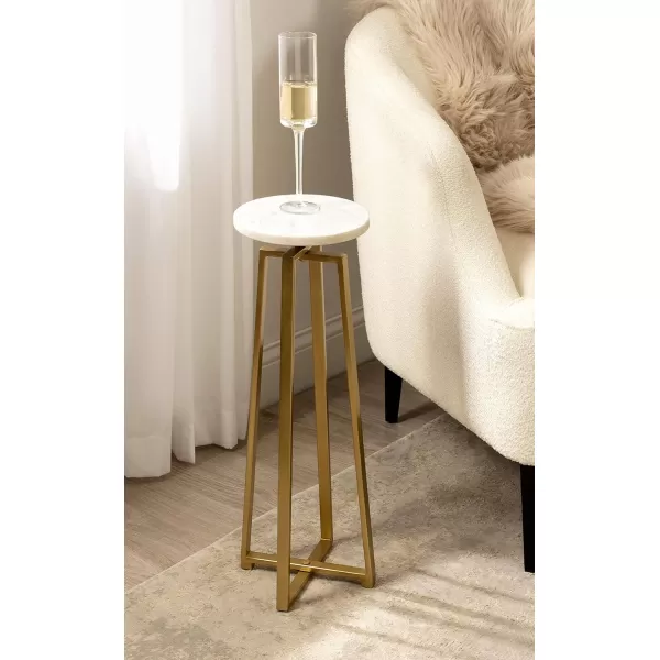 imageKate and Laurel Zia Modern Decorative Metal Drink Use as Plant Stand or Round Pedestal Table 9x9x23 GraySilverMarbleGold