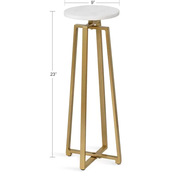 imageKate and Laurel Zia Modern Decorative Metal Drink Use as Plant Stand or Round Pedestal Table 9x9x23 GraySilverMarbleGold