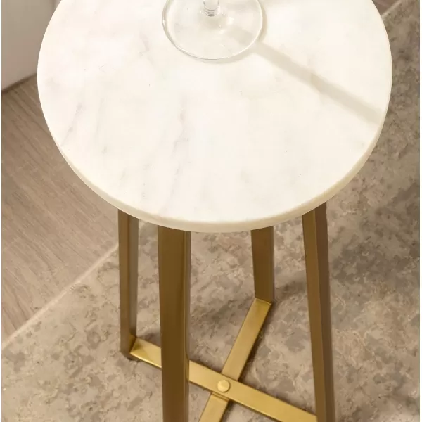 imageKate and Laurel Zia Modern Decorative Metal Drink Use as Plant Stand or Round Pedestal Table 9x9x23 GraySilverMarbleGold